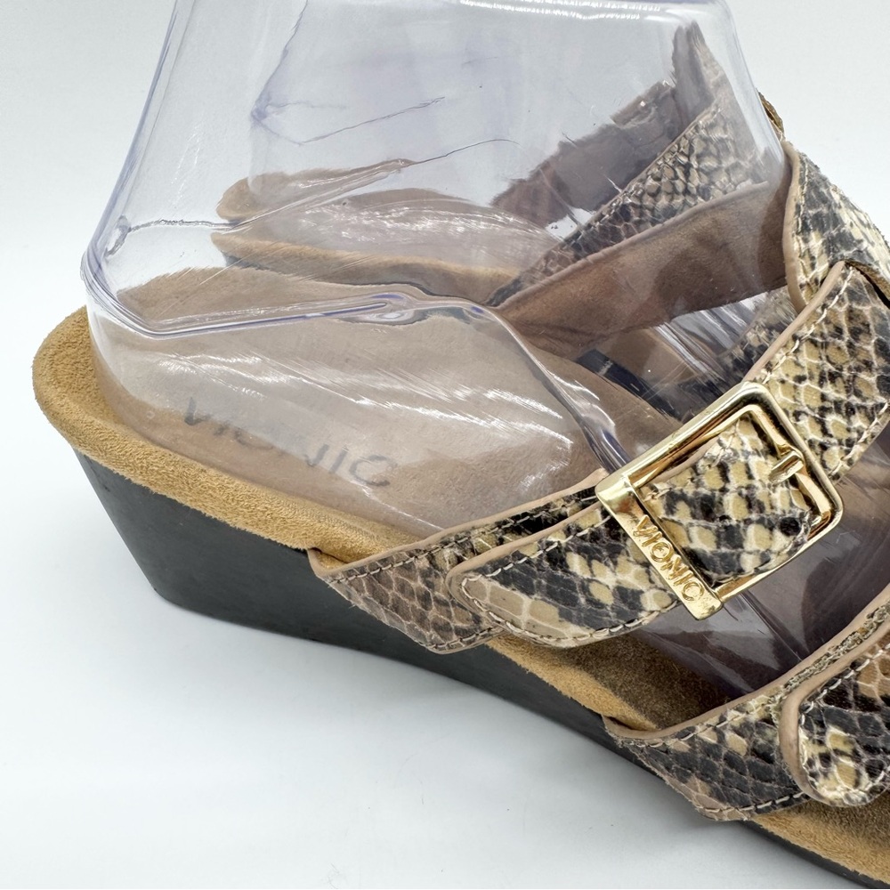 Vionic Radia Orthotic Adjustable Triple Strap Comfort Slide Wedges Snake Size 7 - Picture 4 of 13